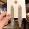 Dange oorbellen mode Lange Tassel Drop Earring For Women Ladies 2024 Gold Silver Color Strass Ridestone Wedding Party Classic Jewelry