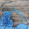Women's Swimwear 3D Flower Patchwork Bikini Set Underwired Push Up Micro Thong Women Swimsuit Bathing Suit Biquini Mujer 3 Piezas