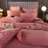 Bedding Sets Winter Crystal Velvet Coral Four Piece Set Thickened Plush Bed Sheet Flannel Quilt Cover 4