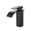 Bathroom Sink Faucets Water Mixer Tap Basin Faucet Single Hole Brass Black Waterfall Toilet Taps