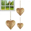 Decorative Figurines Metal Heart Bell Shaped Hanging Rope Wall Mount Iron Ornament 3D Hangings Love Sign With Vintage Antique Finish