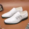 Leer Italiaanse hoogwaardige blauwe lederen schoenen voor mannen Men Leer schoenen Trouwjurk Schoenen Patent Heren Loafers Big Size: 38-46