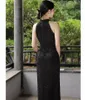 Robes décontractées mode long cheongsam noir chinois style mandarin collier robe femme d'été rayon qipao slim vestido s-3xl