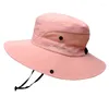 Szerokie brzegowe czapki Summer Suncreen Busket Kobiety UV Ochrona Wodoodporna panama czapki polowanie na słońce Hat Fisherman For Mens Bob