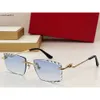 Солнцезащитные очки для мужчин и женщин-дизайнеров 0121 квадратные безрамные линзы линзы металлические стили анти-ультравиолетовые популярность мода многоцветные очки случайная коробка