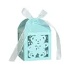 Enveloppe-cadeau 10 morceaux de boîte cadeau bleu pour enfants anniversaire de fête de fête de bonbons Laser Hollow Cute Bear Chocolate Packagingq240511