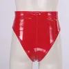 Calcinha feminina feminina alta cintura tênis molhada lúpulo de couro patenteado de volta