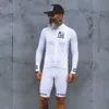 Les fans TOPS Tees Love the Pain White Cycling Jersey Suit USA CICLISMO Team Clothing 2022 Homme Mente à manches longues Shorts à manches longues Road Bicycle Three MTB Q240511
