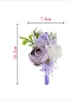Kwiaty dekoracyjne 1PC Kwiat nadgarstka lub stanika sztuczna fioletowa piwonia biała róży do groomsman narzeczonych