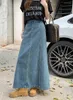 Skirts S-XL Blue Long Denim Rok 2024 Koreaanse stijl Loose High Taille Straight Jeans (L60099