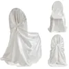 Couvre-chaise 1pcs Cover Room Dining Room Universal Self Tie en satin Slip pour chaises Blanc Wedding Seat