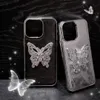 Beautiful iPhone Phone Case 15 14 Pro Max Luxury Designer Butterfly Leather Kickstand Case 18 17 16 15pro 14pro 13pro 13 12 Cases Purse with Gift Box Woman Girls BD