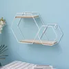 Plaques décoratives mur nordique hexagon rack à la maison décoration vivante décor suspendu étagère affichage accessoires de rangement