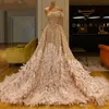 Robes de soirée de luxe 2019 avec train détachable en dentelle de dentelle paillettes de bal robe de bal Sweet Train magnifique robes de fête formelles 280T