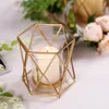 Candle Holders Golden Holder Ornaments Windproof Cup Geometric Shape Candlestick Wedding Home Decoration Craft Candelabra Gift