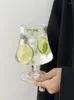 Vinglasögon Vintage Clear Goblet Glass Drinking Bar Tumbler Glassware för Iced Tea Beer Juice Cocktail Whisky Party Home