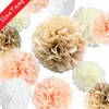 Flores decorativas 5pcs/ lote 15cm/ 20 cm Pomppon papel de papel pom pom poms bolas de flores para a sala de decoração de casamentos suprimentos