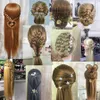 Mannequin Head Human Model Head 26 pouces Blond Blond Long Synthétique Fibre Hair Styling Training Doll Accessoires Q240510