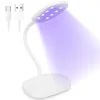 Rechargeable LED Nail Light Lamp Nail Dryer Portable Gooseneck Gel Light Foldable USB For Polish Drying Manicure Tools 240507