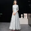 Partykleider Harajpee Chinese Brautjungfer Kleid Frauen 2024 Pink Bankett Atmosphärische Gastgeberin schlanker mittelschärmiger langes Abendkleid