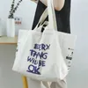 Bolsas de compras 2024 Graffiti Canvas Shopper Bolsa reutilizável Eco OK Bolsa de letra feminina Bolsas de pano de algodão feminino