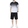 Survêtements masculins 2023 Nouveau été pour hommes Sportswear Gradient imprimé Badminton T-shirt extérieur Runchable Q2405010