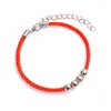 Link armbanden 2024 jaar Lucky Red Rope armband Chinese stijl 4 ronde kralen gevlochten handketen vrouwen mode sieraden kerstcadeaus