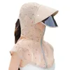レンズを備えたベレー帽のバケツハット日焼け止め農業作業ジッパー保護首の反UVフィッシャーマン女性