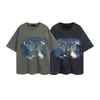 Tshirt de concepteur de luxe chemise tshirt tshirts trois dinosaur imprimement haute rue lavée chemises de cou rond.