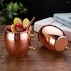 Cups Saucers 401-500ML Stainless Steel 304 Copper-plated Cup Drum-shaped Beer Mug Cocktail Rose Gold Q5