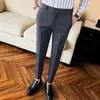 Мужские брюки 2024 Умная повседневная летняя узкая простота прямая корейская карманная премия Удобная одежда с твердым цветом температуры