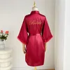 Ropa en el hogar Boda Bride Bridesmaid Rata Satin Kimono Lingerie Lingerie Lady Sexy Feather Sleple Thatrobe Camisco corto