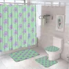 シャワーカーテン4pcs紫色の花布カーテンセット植物植物水彩花浴槽スクリーンラグバスマットカーペットトイレの蓋カバー