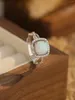 Pierścienie klastra Pure 925 Srebrny pierścionek damski z olśniewającym opalem i cyrkonem słodki romantyczny do codziennego zużycia zaręczyn