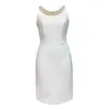 Casual Dresses Summer Sexy For Women 2024 White Black Pearl Tank Backless ärmlös Bodycon Dress Party Vestidos Mujer Festkläder