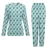 Kvinnors sömnkläder Dragonfly Print Pyjamas Söt djur två bit sovrum pyjama set kvinnlig långärmad kawaii överdimensionerad nattkläder