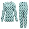 Lignes de nuit pour femmes libellule imprimé pyjamas Animal mignon Animal en deux pièces Pyjama Set Femelle à manches longues Kawaii Nights Oversadiaste