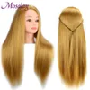 Mannequin Heads Human Model Head Hairstyle 26-дюймовые волосы 100% качественная синтетическая тренировка кукла Human Forme Q240510