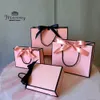 Gift Wrap Bag Packaging Box Bride Wedding Decoration Pink Kraft Paper Party Baby Shower Book Belt Handle RibbonQ240511