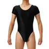 Olio per maniche corte per maniche corte per uomo Shince Self -tacelli Selmo di taglio Leotard Elastic Man Women Sexy Lingerie Salthowwear 240430 240430