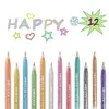 12 kleuren glitter gelpennen 10 mm kleurpen voor schoolkantoor kleurboekjournaals tekenen doodling kunstmarkers promotie 240511