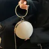Sacs de soirée Luxury Shining Crystal Circular Ring Portable Metal Gol Sliver Round Ball Sac à main pour femmes Portefeuilles de mariage Embrayage