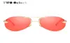 Deux lunettes de soleil pilotes surdimensionnées Femmes Vintage Transparent Red Sun Glasses Rimless Aviation Eyewear R661677775370
