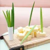 Fourks 10pcs / Set Multi-Putfruit Tools Bamboo Leaf Forme vert foncé / vert clair pour les fournitures de collation d'anniversaire du festival de mariage