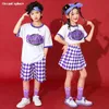 Garçons hip hop imprimement tshirt street danse shorts filles volumes de roussin violet