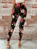 Leggings femminile stampa floreale casual sollevatore elastico in vita elastico a forma di abbigliamento quotidiano da viaggio