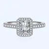 New Square Micro-Set Pink Cz Ring With Elegant Yellow Simulation Moissanite Wedding Cubic Zirconia Ring