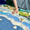 Tappeti creati creativi moquette fatti a mano fai -da -te intrecciatura intrecciata regalo blu oceano soggiorno pacchetto di divano della camera da letto
