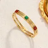 Bangle Luxuosa Ruby Emerald Trigo Texturizado Double Fita unissex Abertura de aço inoxidável Hollo