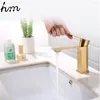 Robinets d'évier de salle de bain HM en laiton brossé en or extension robinet de cuisine et mélangeur à eau froide bassin de barre de robinet